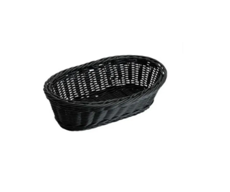 Concasse MCCETO090603N Oval Woven Plastic Serving Basket, 9"W x 6-1/4"D x 3-1/4"H, Black