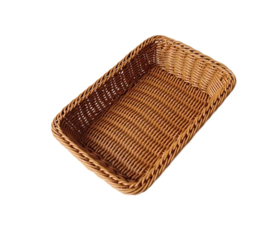 Concasse MCCETR19144C Rectangular Woven Plastic Basket, 19"x14"x4", Brown – 1/Each