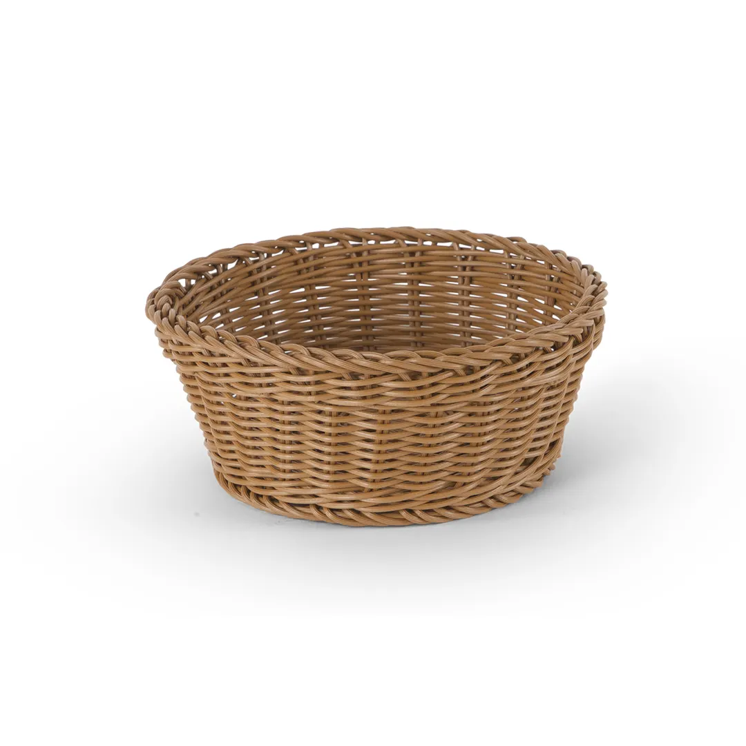 Concasse MCCETRED0803C Woven Round Tabletop Basket, 8-1/4" Diameter x 3-1/4" Height, Brown Plastic