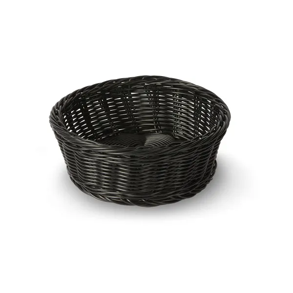 Concasse MCCETRED0803N Round Plastic Basket, 8-1/4" Diameter x 3-1/4" Height, Black Woven Design