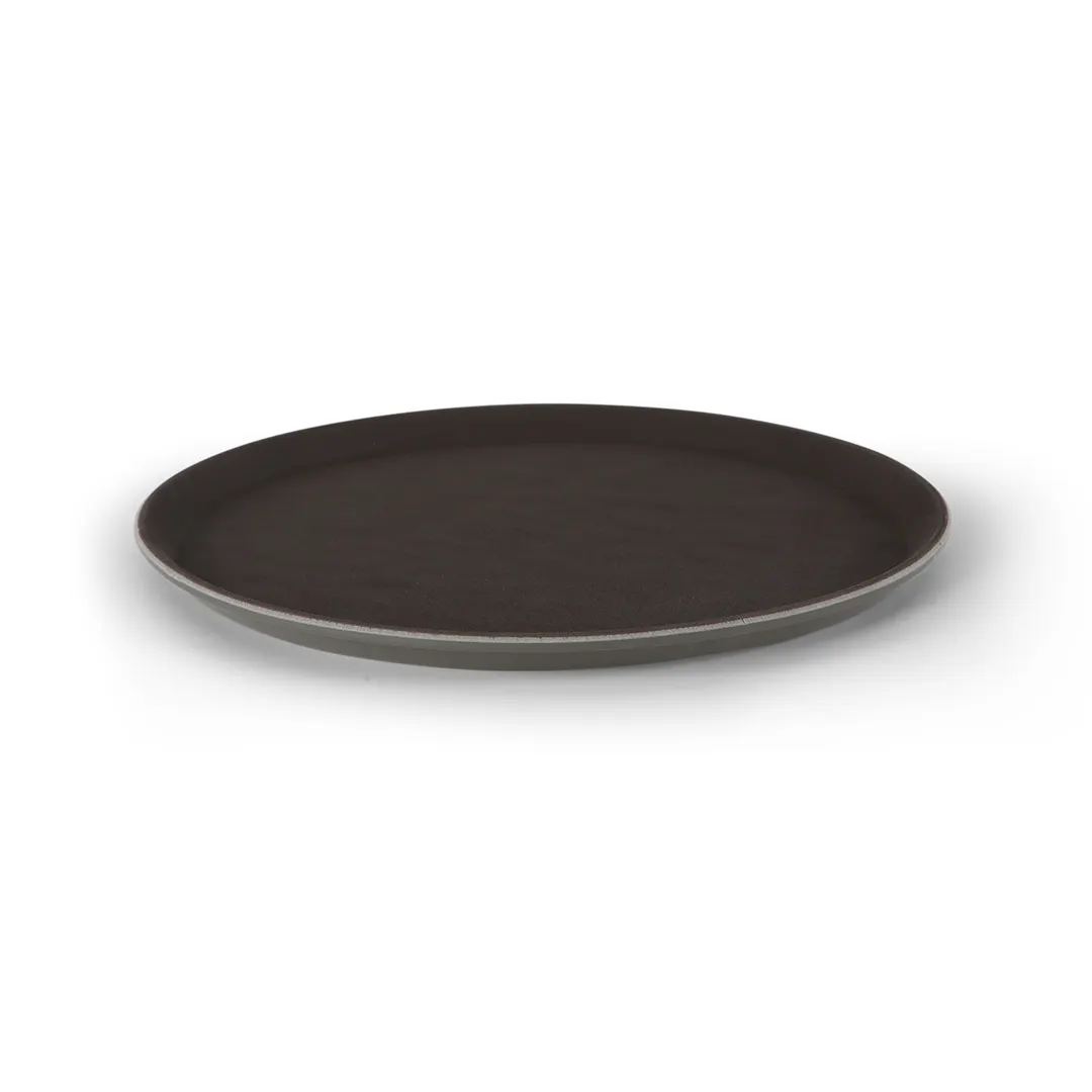 Concasse MCCHA14 Non-Slip Serving Tray, 14" Round, Brown, Rubber Plastic