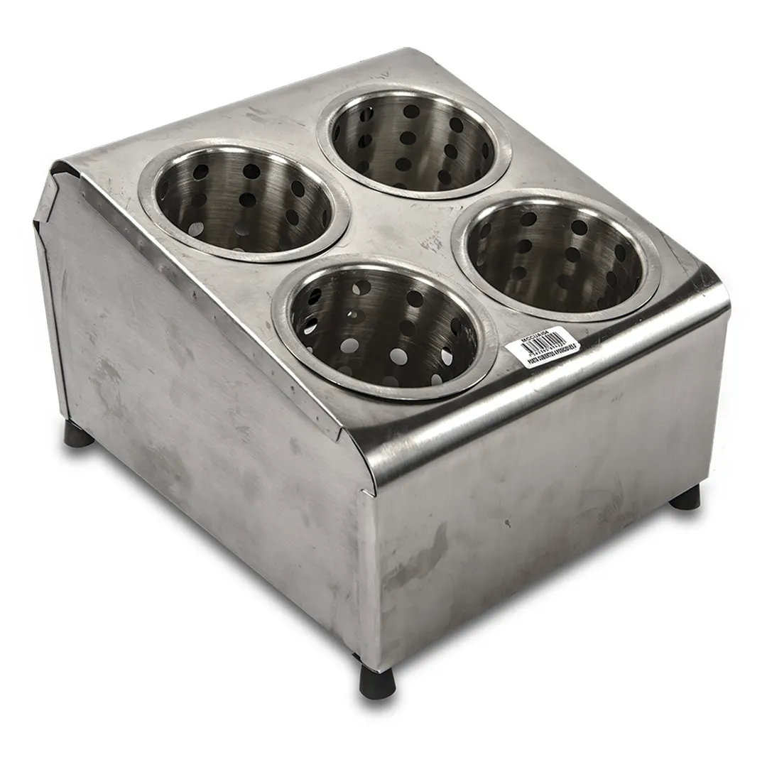 Concasse MCCUAI04 4-Compartment Stainless Steel Utensil Holder with Cutlery Bin, Black/Cherry Finish