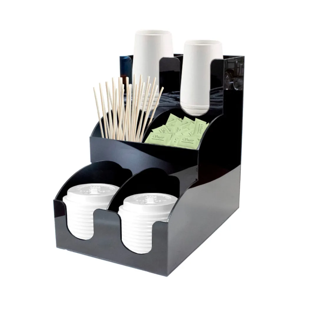 Concasse MCEQORGV3 Plastic Cup and Lid Organizer, 3-Level, 2-Row Transparent Polypropylene Build