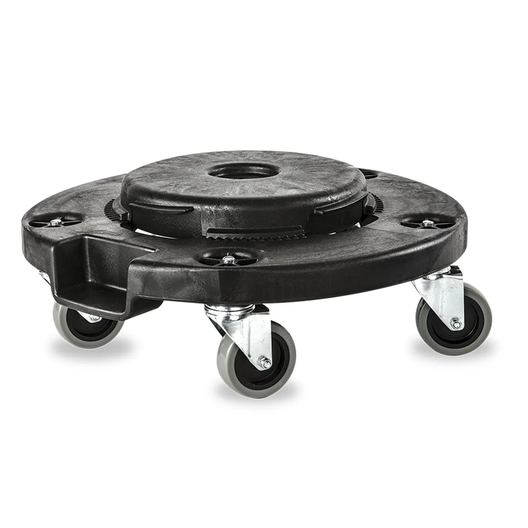 Concasse MCLBBASE Heavy-Duty Black Metal Solid Base Utility Dolly for Trash Cans