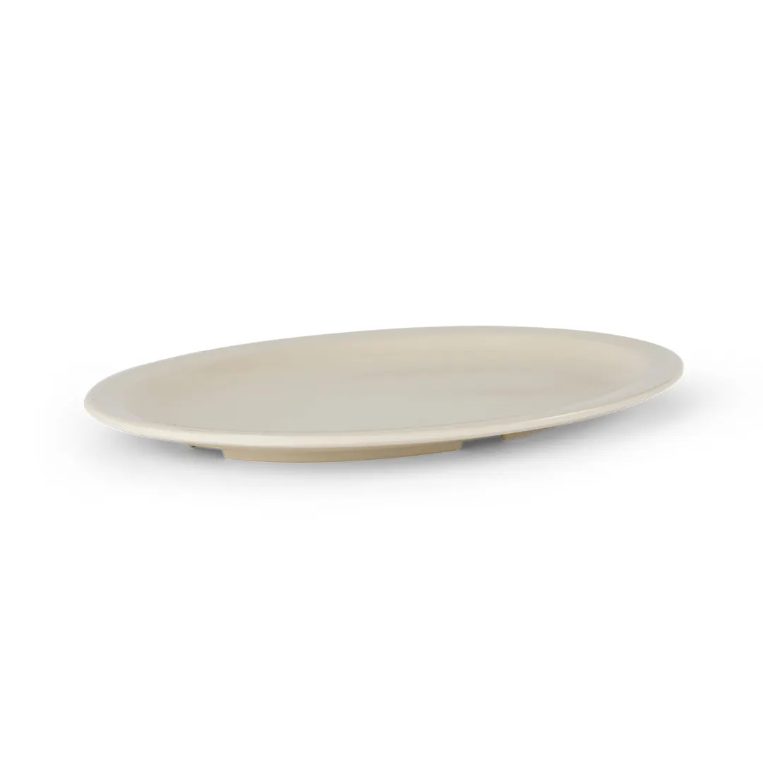 Concasse MCPLMO13 - 13" Oval Melamine Plate, Beige Reusable Plastic Dinnerware, Durable Material