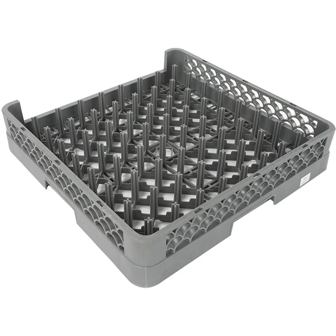Concasse MCRACPL64 Open Dishwasher Rack, 20" x 20" with 64 Compartments, Black Full-Size Commercial Restaurant Dish and Flatware Storage Rack