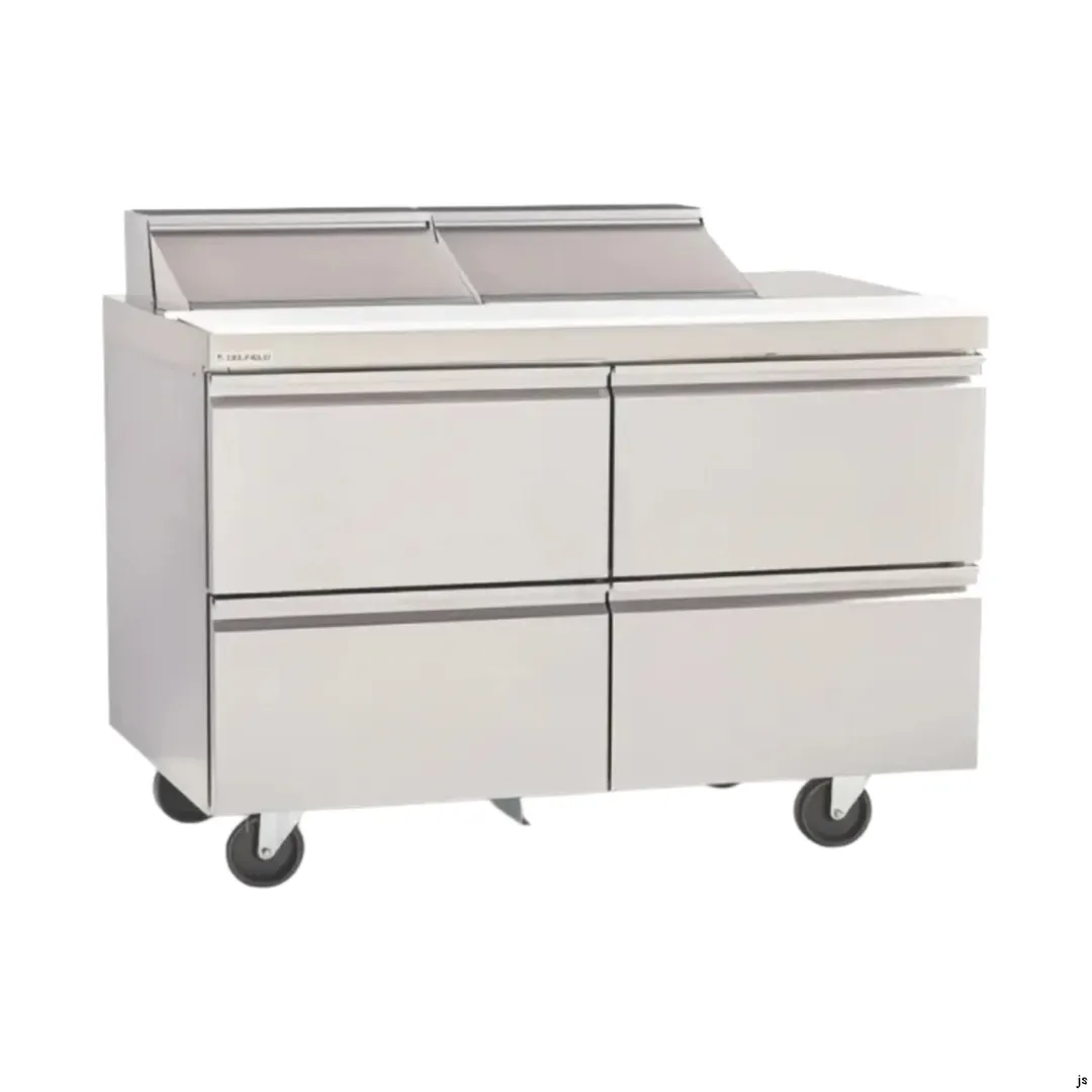 Delfield D4460NP-18M 60" 2-Section Mega Top Sandwich Prep Table, 18 Pans, 4 Drawers, Stainless Steel