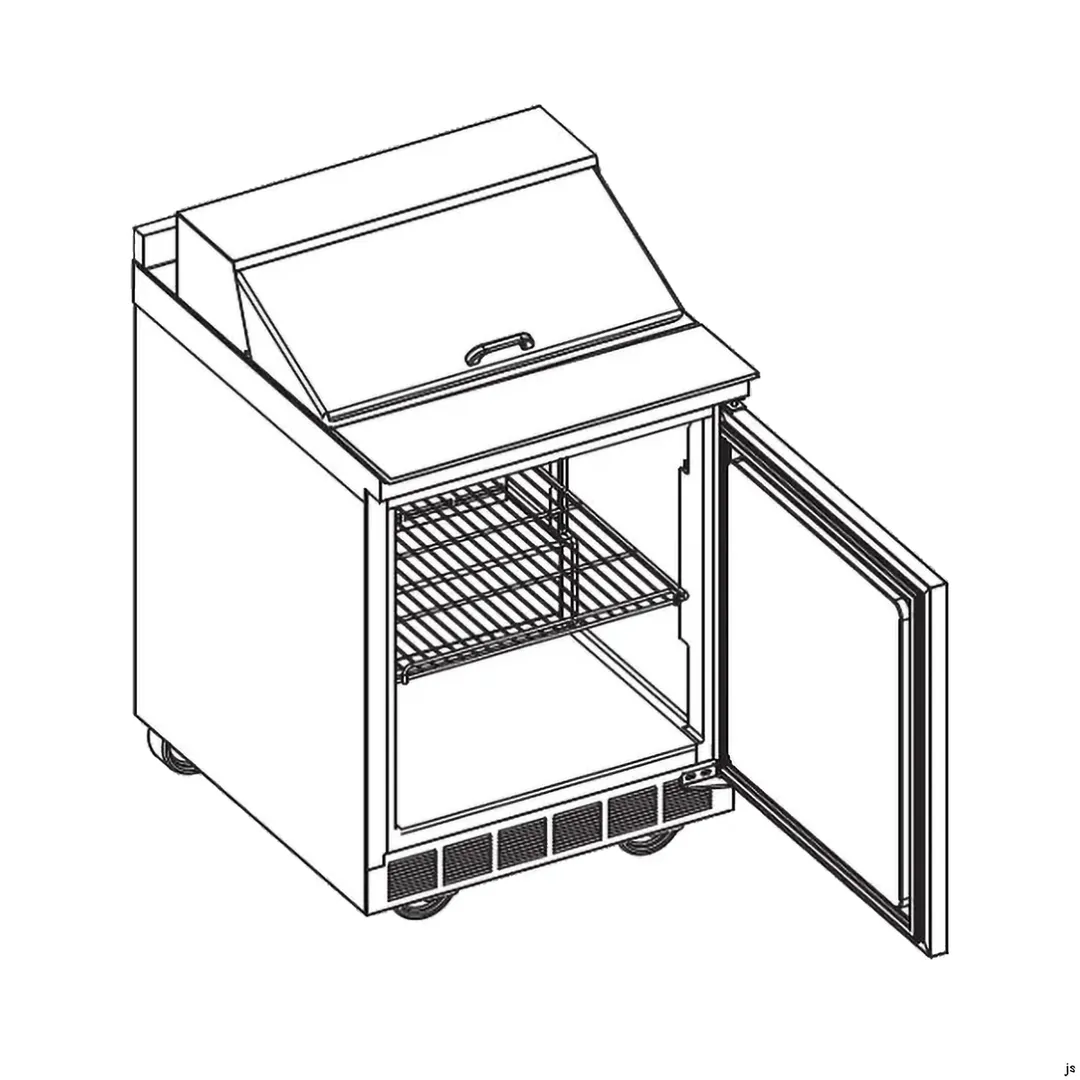 Delfield ST4427NP-6 27" 1-Door Sandwich and Salad Prep Table, 6 Pans, 8.2 cu. ft.