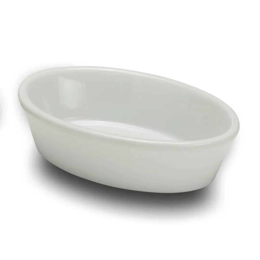 Dinex DX10CASS02A - 10 oz White China Casserole Dish, Wide Rim, Dishwasher Safe, No Cover - 1/Case