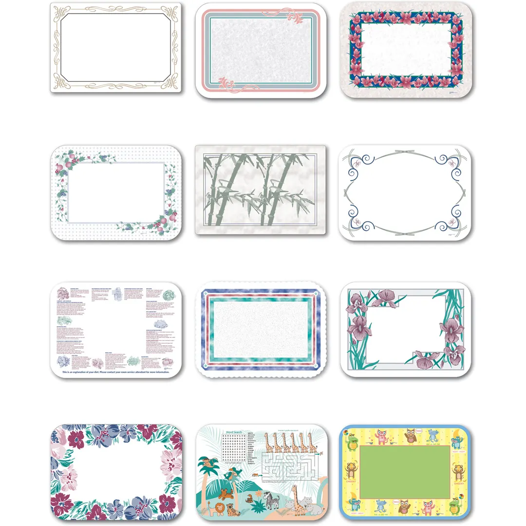Dinex DX5350Q Tray Liner, 13" x 19", Paper, Filigree Black Gold, Straight Edge Small Corner - 1/Case