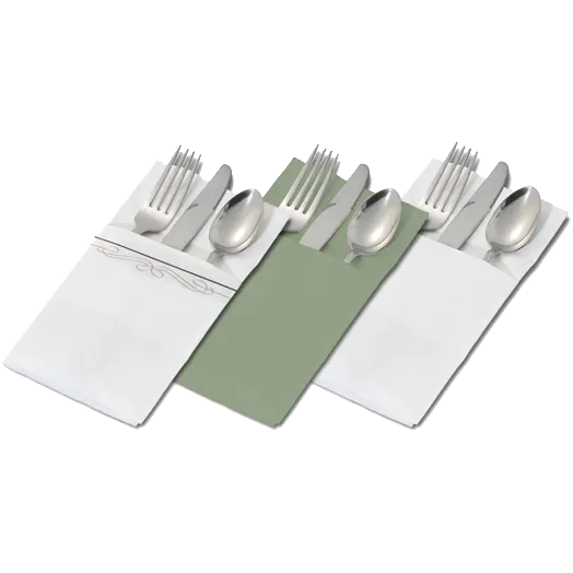 Dinex DX6999PF0184 - 17" x 17" Pocket-Fold Paper Napkin, 2-Ply, Sage Green, 1/Case