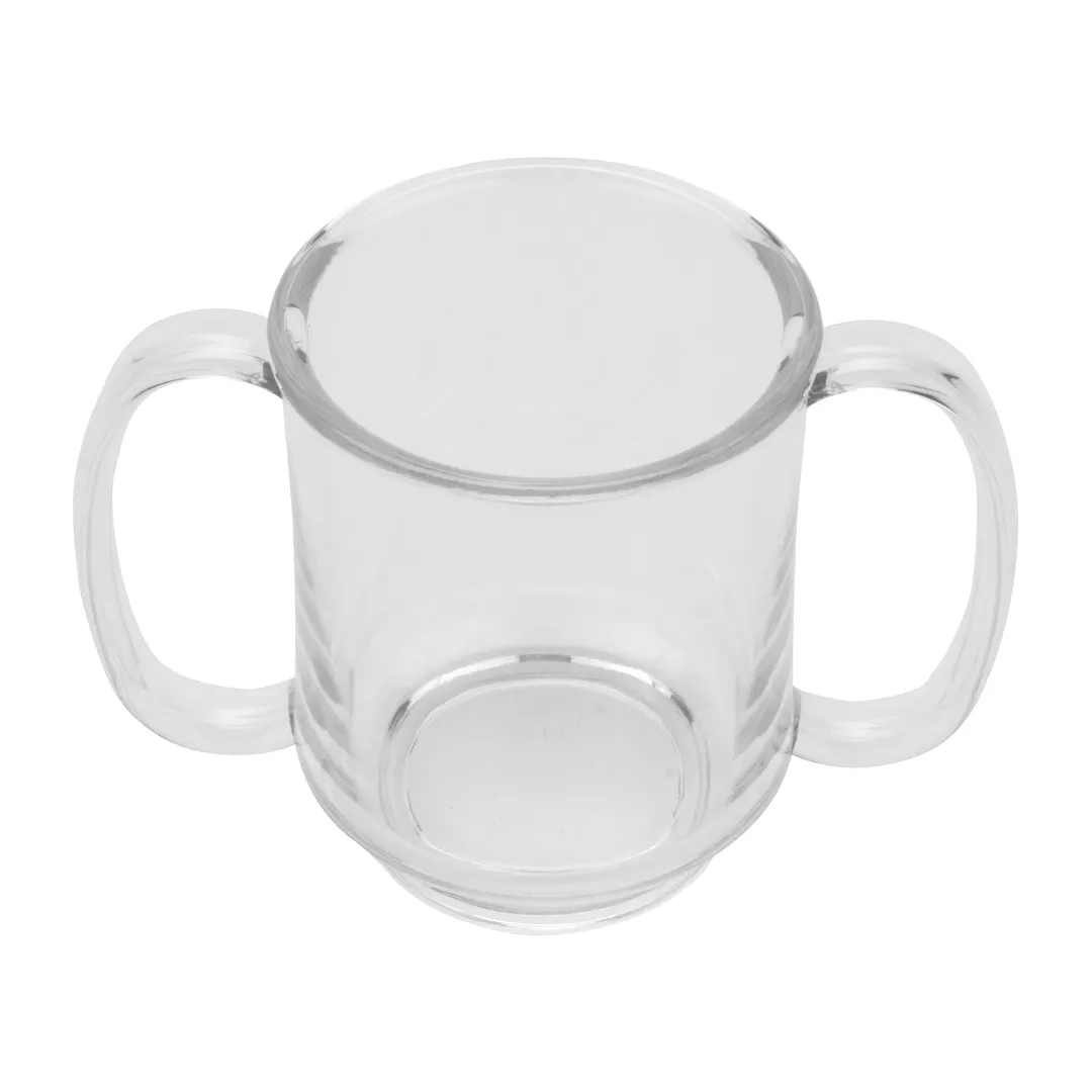Dinex DXSN-103-CL Clear Tritan 8 oz Plastic Mug, Double‑Sided Handles, Dishwasher Safe - 12/Case