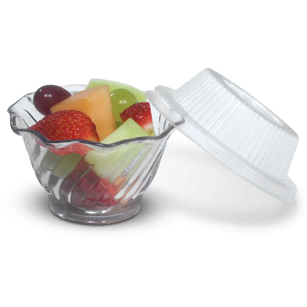 Dinex DXSWC507 Tulip Cup Dessert Dish, 5 oz (3.5" Dia x 2.5" H), Clear Swirl SAN, BPA‑Free - Case
