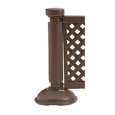 Grosfillex US960423 Interlocking Fence Post & Base, Brown, Portable Outdoor Restaurant Fencing