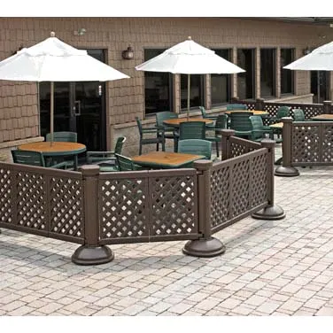 Grosfillex US963423 3-Panel Interlocking Outdoor Fence, Brown Commercial Patio Fencing Panels