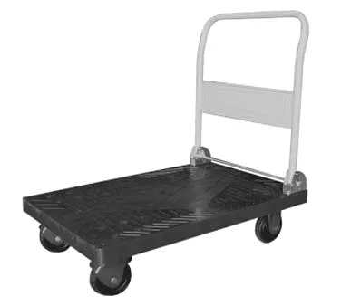 GSW USA C-D1828 Platform Truck, 18"W x 28"L x 34"H, Fold-Down Handle, 300 lb Capacity, Plastic Deck, ETL Certified