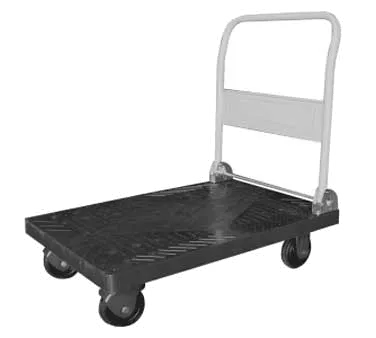GSW USA C-D2435 Platform Truck, 24"W x 35"L x 34"H, Fold-Down Handle, 600 lbs Load, Plastic Deck, ETL Certified