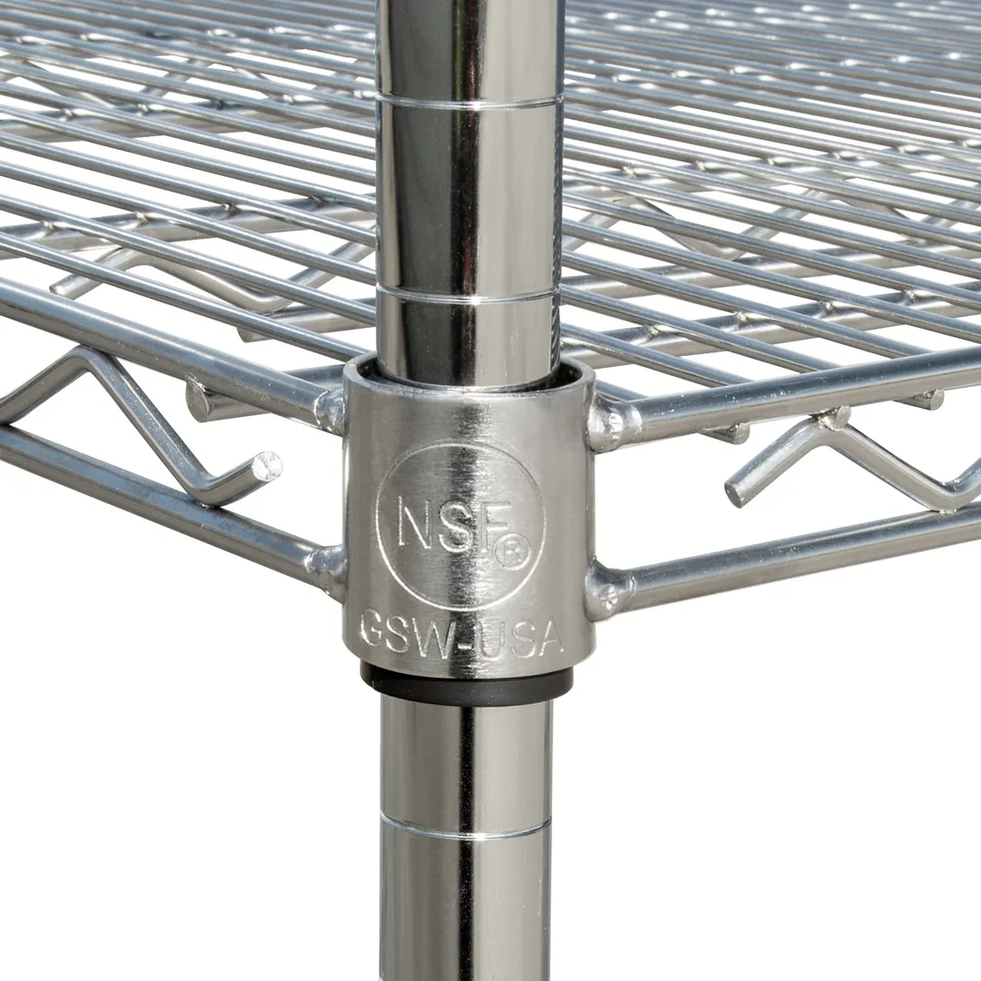 GSW USA WSC-P86 Wire Shelving Post, 86" Height, Chrome Finish, Stationary Type, Includes Cap and Leveling Foot