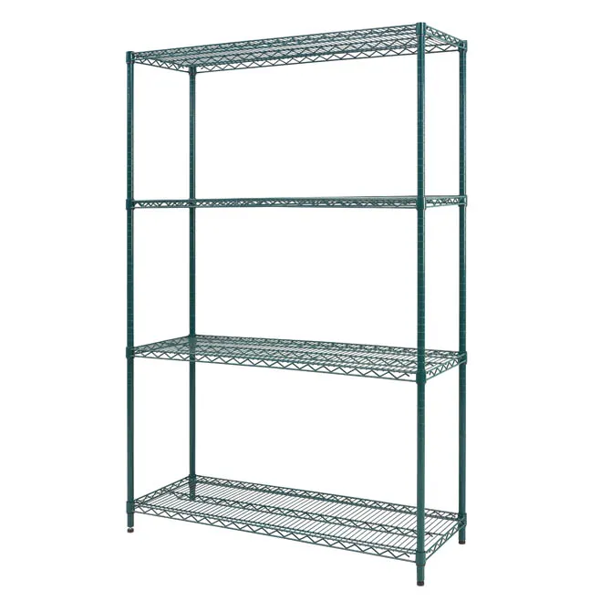 GSW USA WSE-1442 Wire Shelving Unit, 42" W x 14" D Green Epoxy Coated Wire Shelf with Split Sleeves