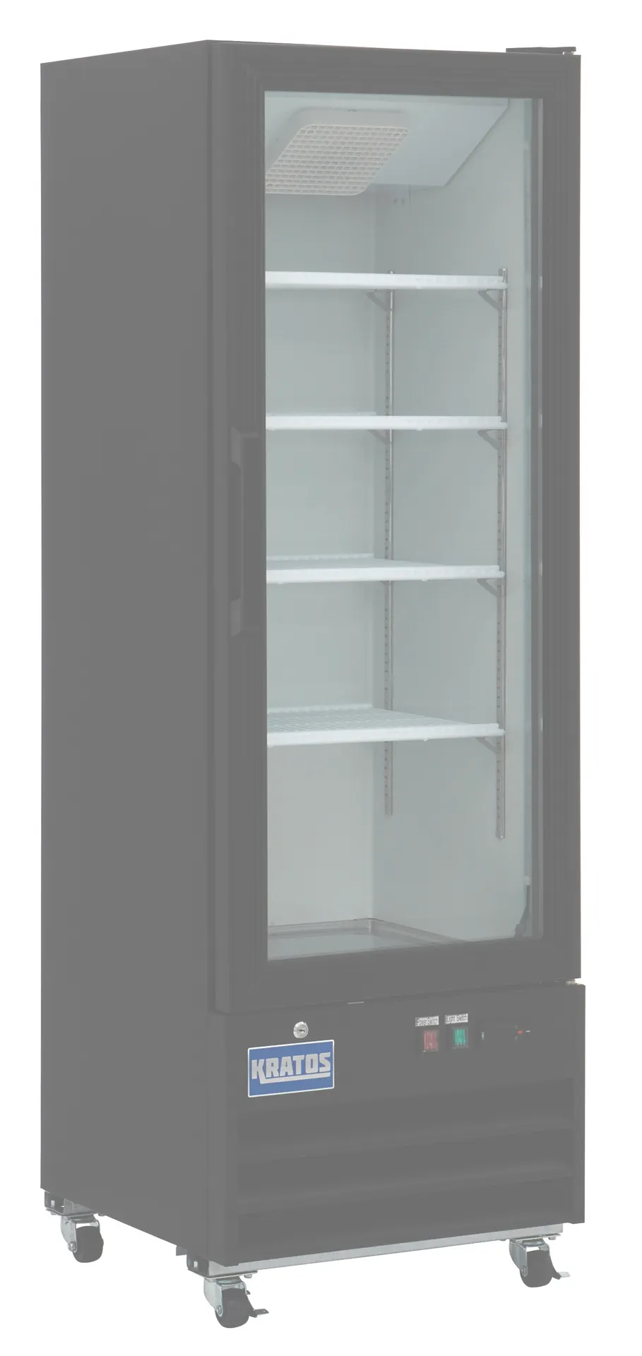 Hubert 11226 Kratos Merchandising Refrigerator, 8.5 cu ft, 23.3"W x 65.8"H Glass Door, LED, 4 Shelf,115V