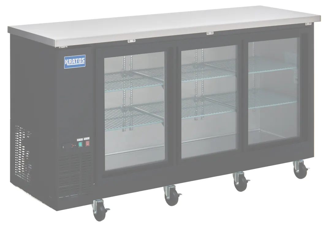 Hubert 168526 Back Bar Cooler, 21.6 cu ft, 72-3/4"W x 24-2/5"D x 36-1/4"H, Black, 3 Glass Doors