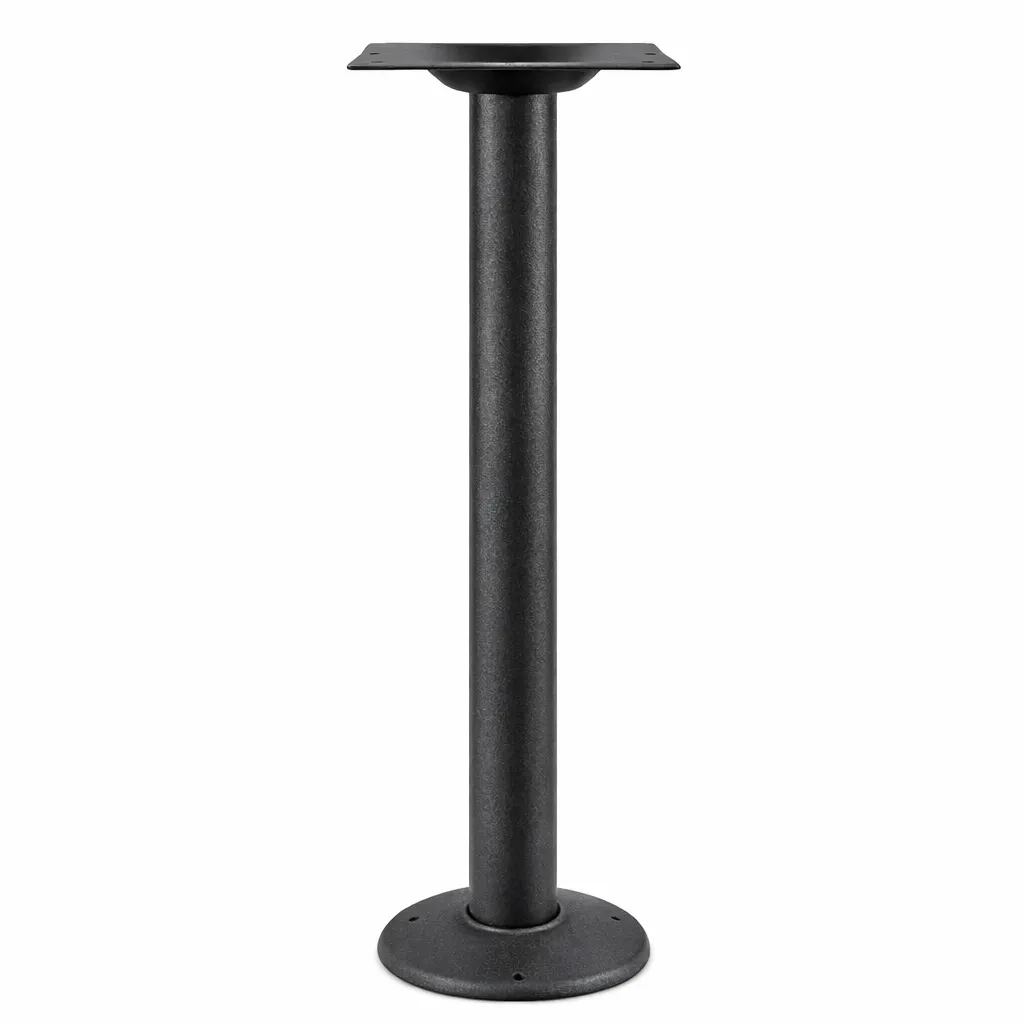 JustChair TBX-WB-BOLT-DOWN-40 Restaurant Table Base, 8" Base Spread, 40-1/2"H Bar Height, Bolt-Down, Dome Style Base Cover, Textured Powder Coated Steel, Black Finish