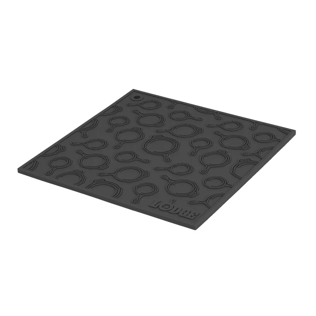 Lodge AS7SKT11 - 7" Square Black Silicone Trivet, Heat‑Resistant to 500°F Surface, 400°F Hands, BPA‑Free