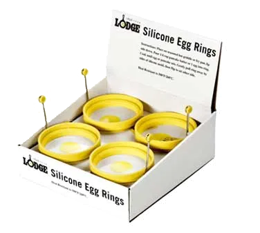 Lodge ASER Yellow Silicone Egg Ring, 4" Diameter, Heat Resistant up to 500°F, Stainless Steel Handle