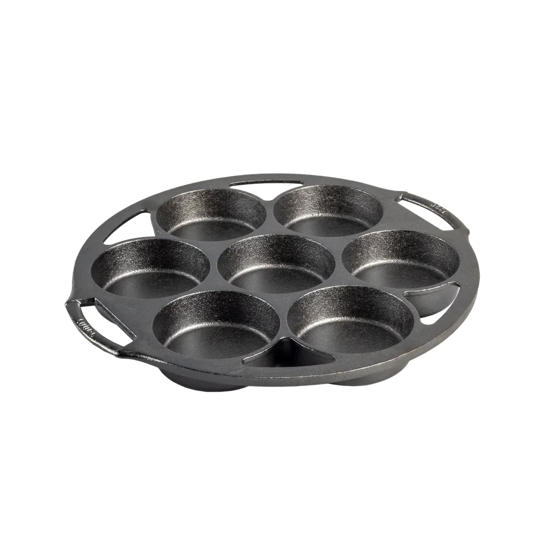 Lodge BW7MCP Cake Pan, 12" x 11-1/2" x 1-1/10", 7 3-3/10" Cakes, Iron, PFOA/PTFE Free, Made in USA