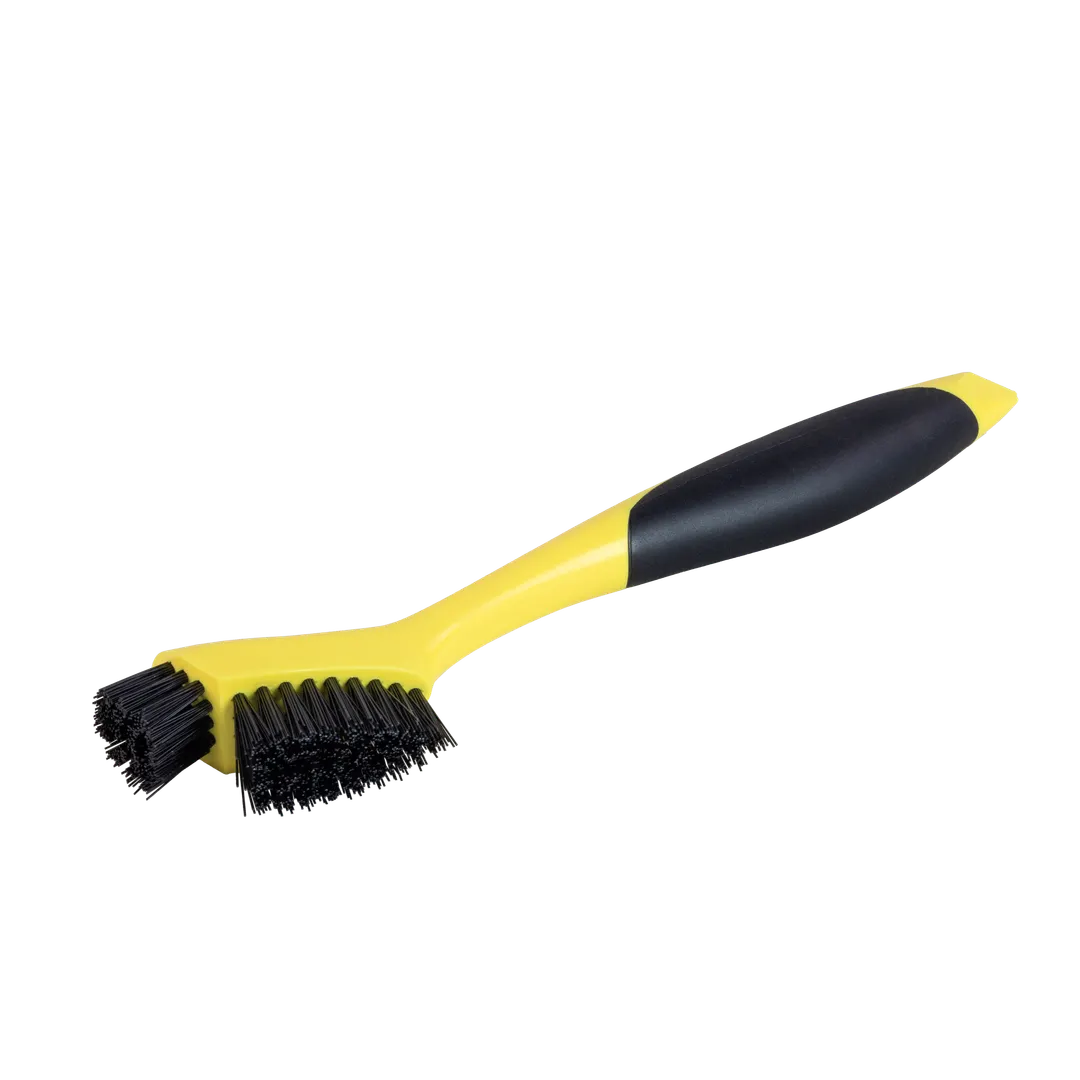 Lodge CGBRSH Corner & Groove Scrub Brush, Black/Cherry Plastic Handle, Poly Bristles