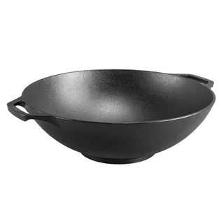 Lodge L14W 14" Cast Iron Wok Pan – Dual Handles, Seasoned, Induction‑Ready, Oven Safe, Made in USA
