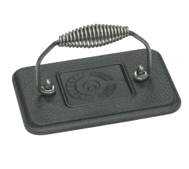 Lodge LGP3 Grill Press, 6 3/4" x 4 1/2", Cast Iron, Hammered Finish, Cool Grip Spiral Handle