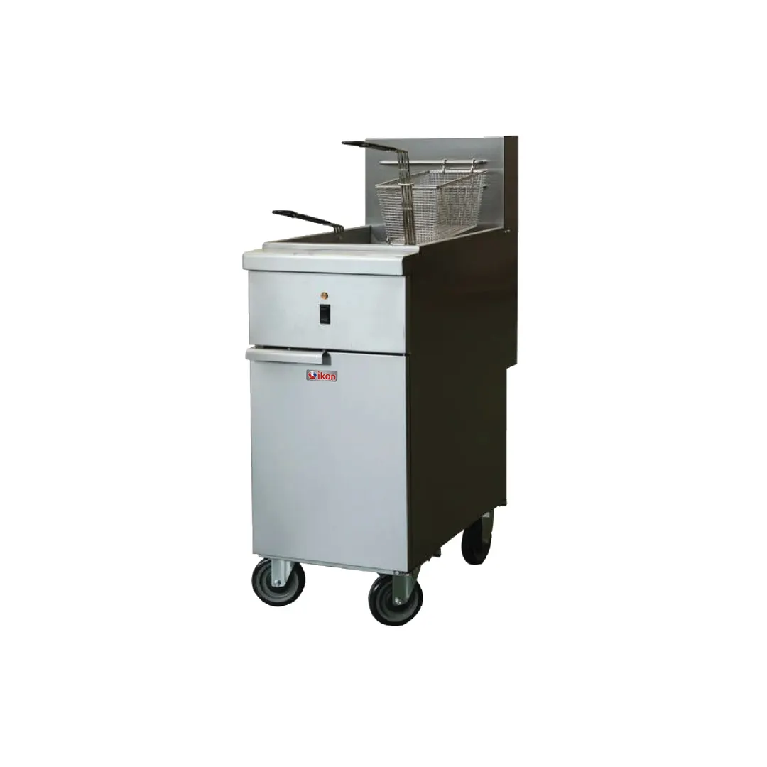 IKON IEF-50 Floor Model Electric Deep Fryer, Full Pot, 50 Ibs, 208v or 240v, Stainless Steel, 200°F–400°F, 6" Legs