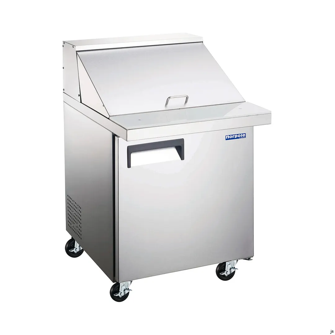 Norpole NE1R-SW 27" 1-Door Sandwich and Salad Prep Table, 12 Pans, Stainless Steel