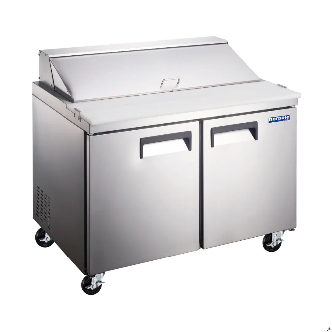 Norpole NE2R-SW 47" 2-Door Sandwich and Salad Prep Table, 17-19 Pans, Stainless Steel