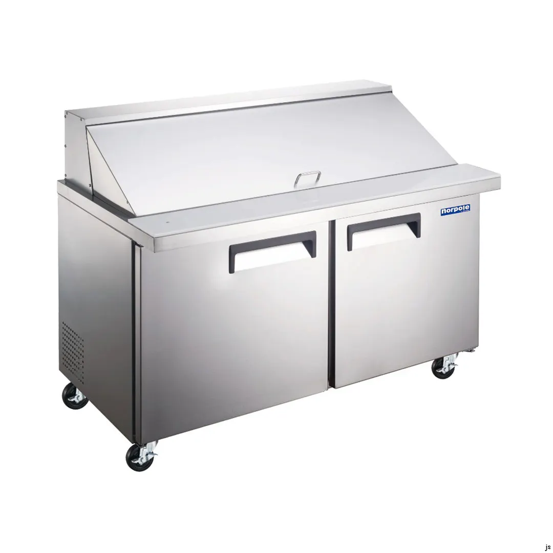 Norpole NE2R-SWMT 48" 2-Door Mega Top Sandwich and Salad Prep Table, 18 Pans