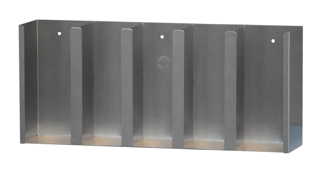 Steril-Sil LID-305 Cup Lid Organizer, 5-Comp, 25" x 5" x 10-1/4"H, Stainless Steel, Wall Mount