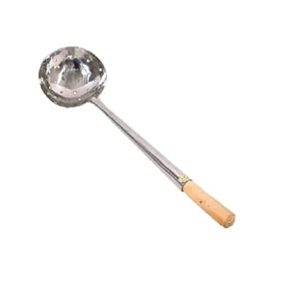 Town 32904 Wok Ladle, 17-1/2" Long, 5" x 4-1/2" Perforated Stainless Steel Bowl, Wood Handle
