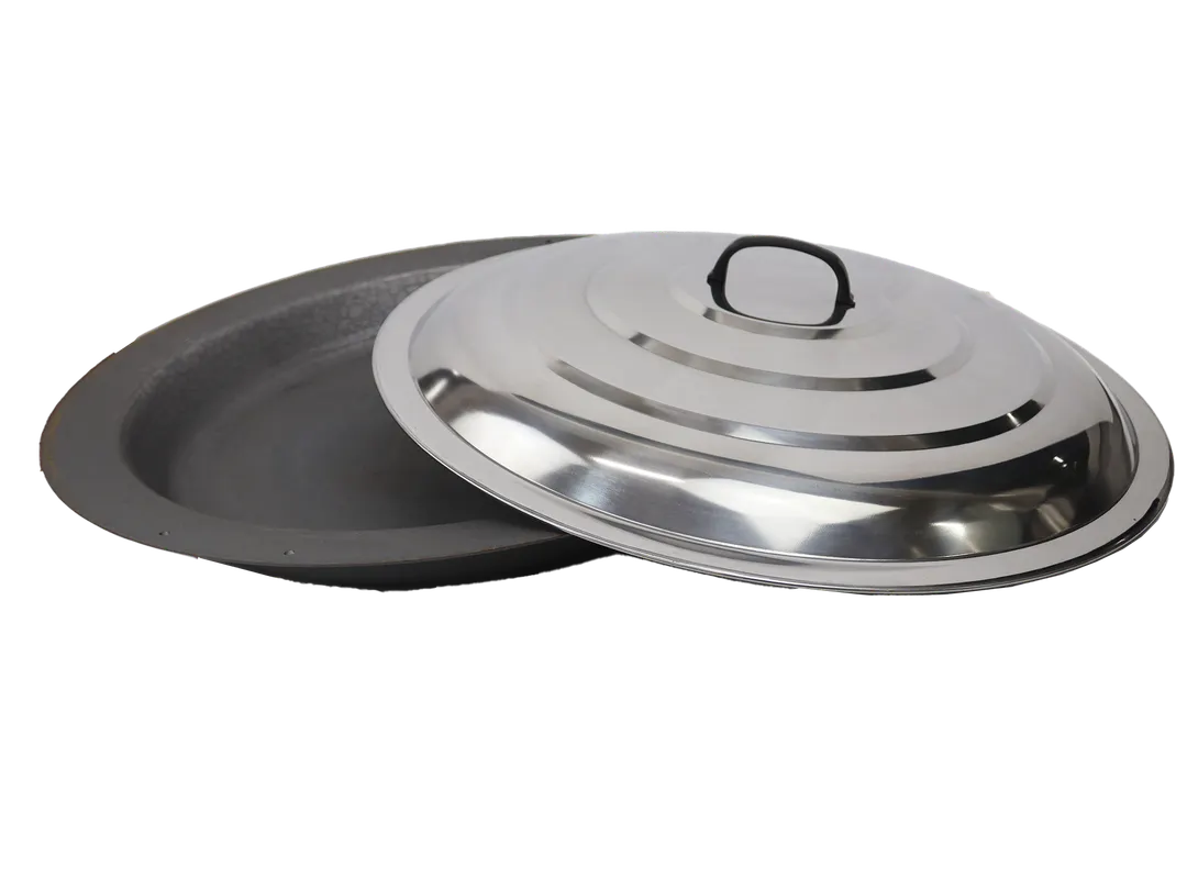 Town 34760C Sheng Jian Bao Aluminized Steel Cast Iron Pan Cover, Round 23" Diameter, Domed Style