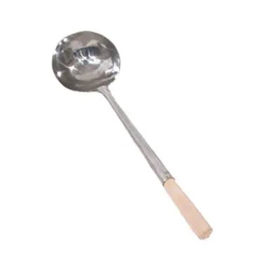 Town 34942 Wok Ladle, 8 oz, 16-1/2"L, Hand Hammered Stainless Steel with Wood Handle