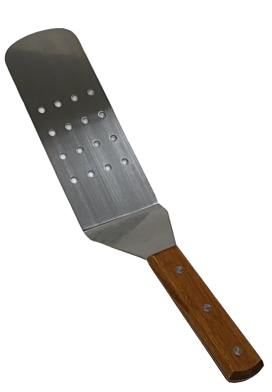 Town 34982/DZ Perforated Turner Spatula, 14"L x 2-3/4"W, Wooden Handle, Black/Cherry - 1 Dozen