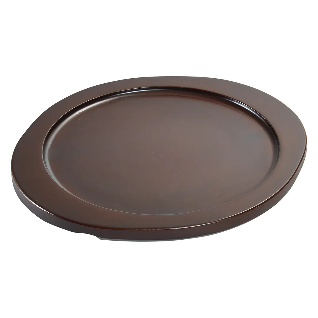 Winco CASG-9RUL - Round Sizzle Platter Underliner, 11" Diameter, Wood Underliner, Dual Handles - 1/Each