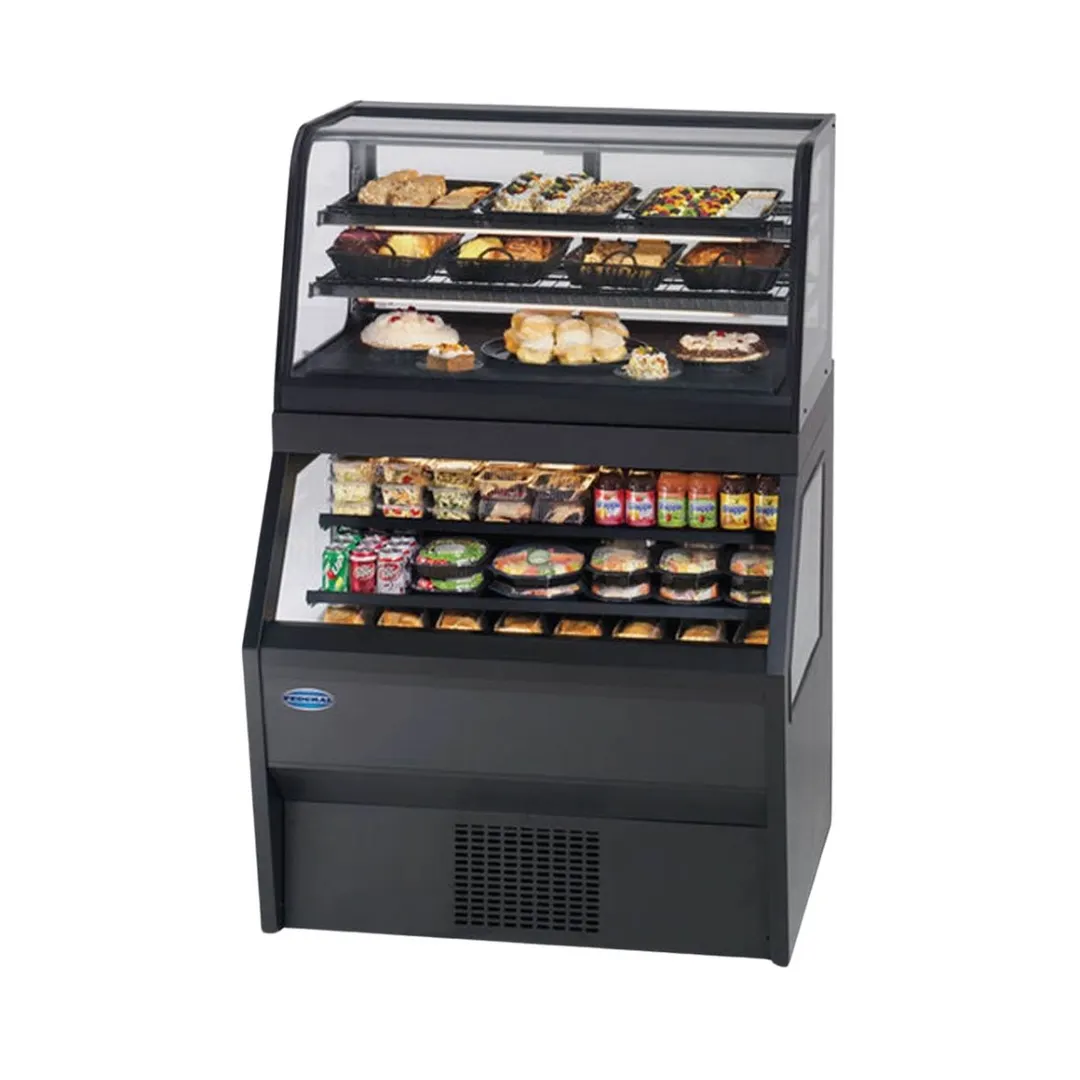 Federal Industries CRR3628/RSS3SC 36" Hybrid Merchandiser in Black, Dual Service, 2 Shelves, 9.25 cu. ft.