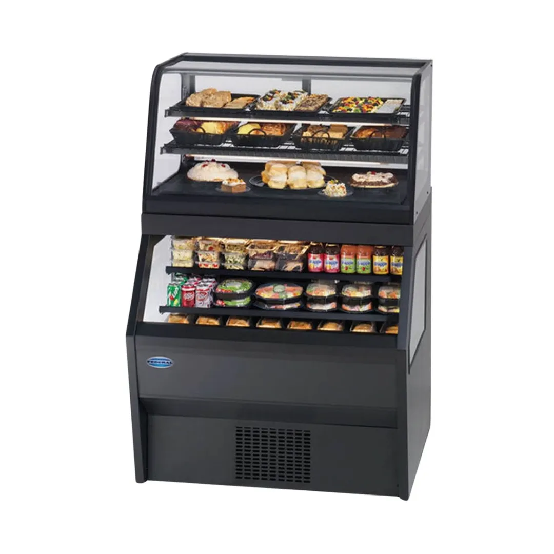 Federal Industries CRR4828/RSS4SC 48" Hybrid Merchandiser in Black, Dual Service, 2 Shelves, 12.5 cu. ft.