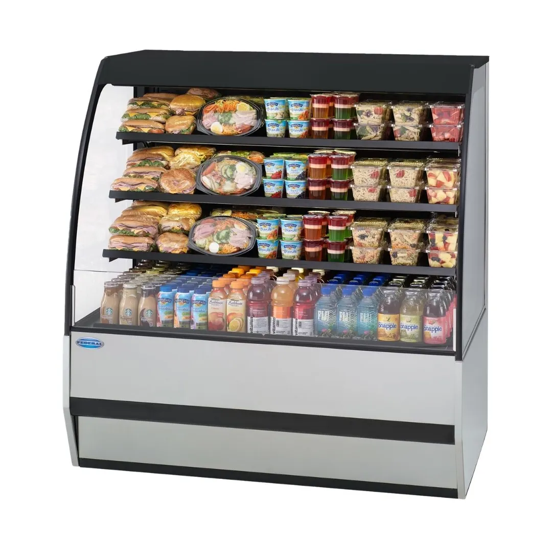 Federal Industries SSRPF7752 77" Self-Serve Refrigerated Prepared Foods Merchandiser, Glass Ends