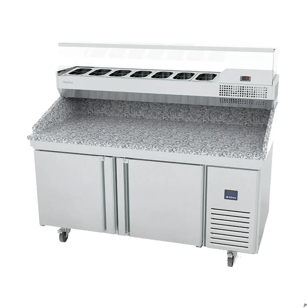 Infrico Usa Irt-Mr67-Gt 68" 2-Section Refrigerated Granite Pizza Prep Table, 17 cu. ft.