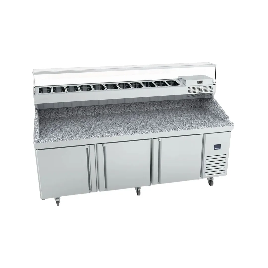 Infrico USA IRT-MR93-GT 93" 2-Section Refrigerated Granite Pizza Prep Table, 27 cu. ft.