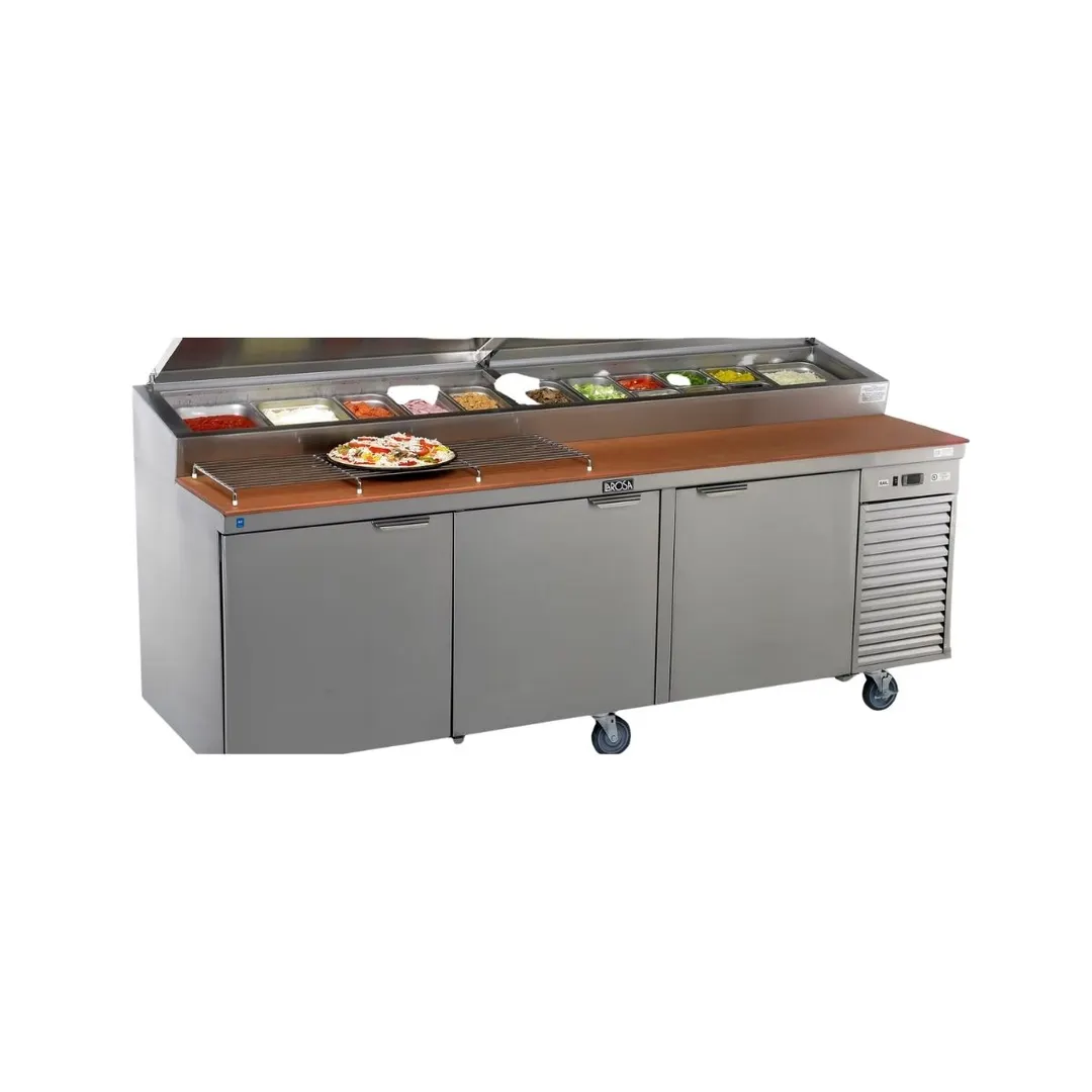 La Rosa L-14180-32 80" Refrigerated Pizza Prep Table, 3-Door, 9 Pans