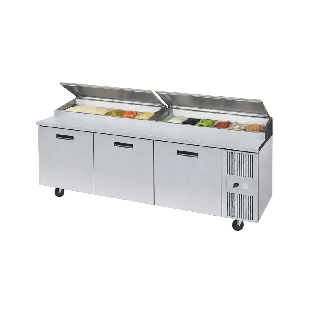 Randell 8383N-290 83" 3-Section Refrigerated Pizza Prep Table w/ 3 Doors, 23.55 cu. ft.