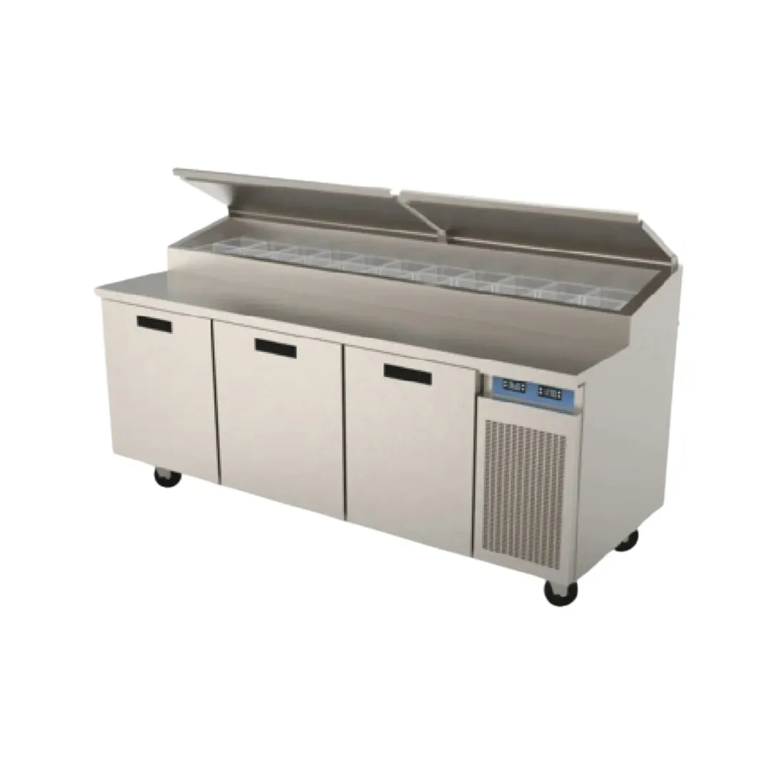 Randell 8383N-290 83" 3-Section Refrigerated Pizza Prep Table w/ 3 Doors, 23.55 cu. ft.